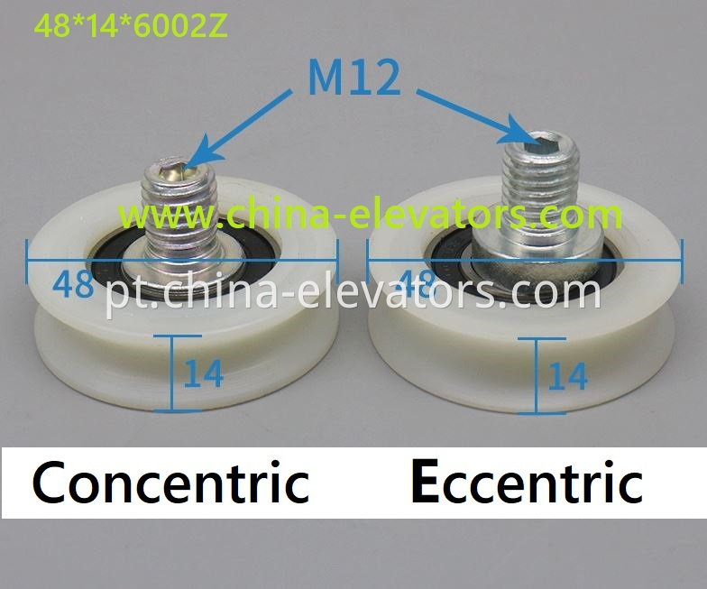 Rolo de cabide de 48 mm para elevadores de Thyssenkrupp 48*14*6002Z 48mm Door Hanger Roller for ThyssenKrupp Elevators 48*14*6002Z